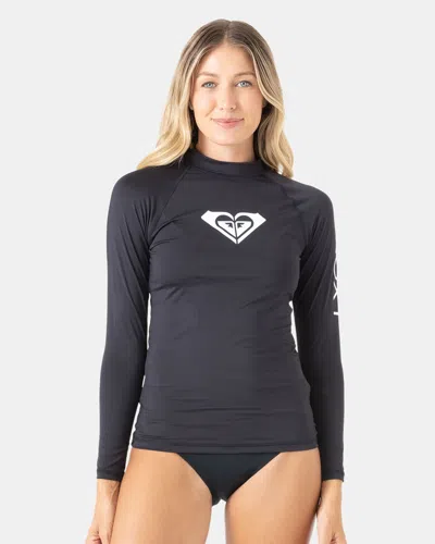 Roxy Whole Hearted Long Sleeve Rashguard In Black