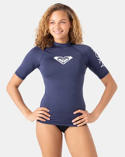 Roxy Whole Hearted Short Sleeve Rashguard In Blue