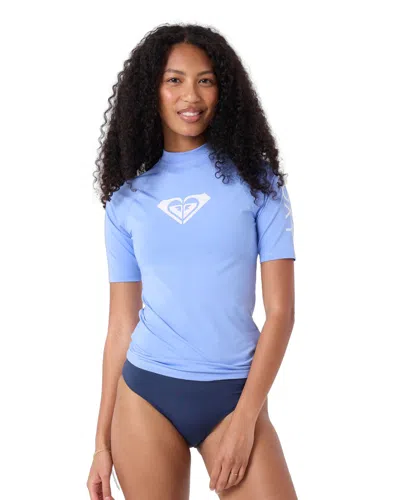 Roxy Whole Hearted Short Sleeve Rashguard In Blue