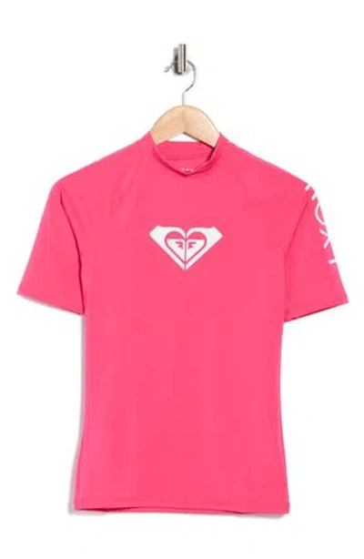 Roxy Whole Hearted Short Sleve Rashguard In Pink