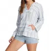 Roxy Wild And Free Poncho Hoodie In Snow White Beachside Stripe In Blue