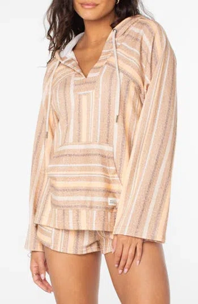 Roxy Wild & Free Stripe Baja Hoodie In Brown