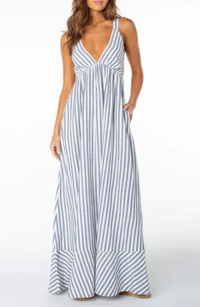 Roxy Wilder Coast Stripe Maxi Sundress In Blue