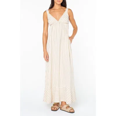 Roxy Wilder Coast Stripe Maxi Sundress In White