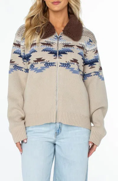Roxy Wildwood Zip Sweater In Doeskin