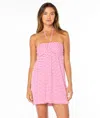 Roxy Windspun Stripe Cotton Blend Halter Minidress In Pink