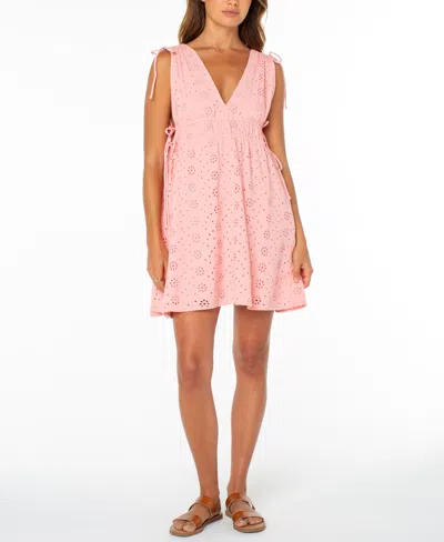 Roxy Bay Breeze Eyelet Minidress In Pink