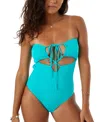 Roxy Women's Beach Classics Lace-up One-piece Swimsuit In Teal