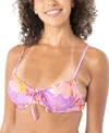 Roxy Women's Bell Bottom Blooms Ruched Underwire Bikini Top In Purple