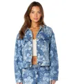 Roxy Big Tide Jacket In Flora Fade Print Denim Wash