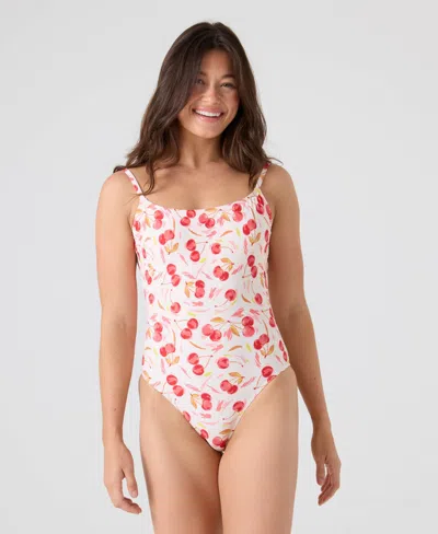 Roxy Cherry On Top Low Back One Piece Swimsuit In Pink