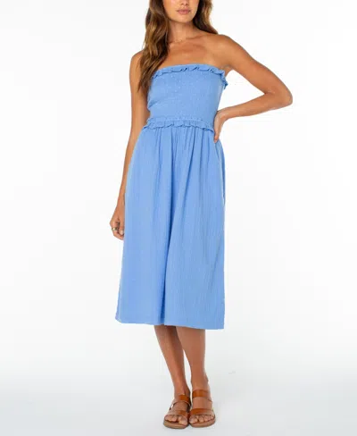 Roxy Avalon Strapless Midi Dress In Blue