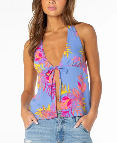 Roxy Women's Fairweather Printed V-neck Top In Blue