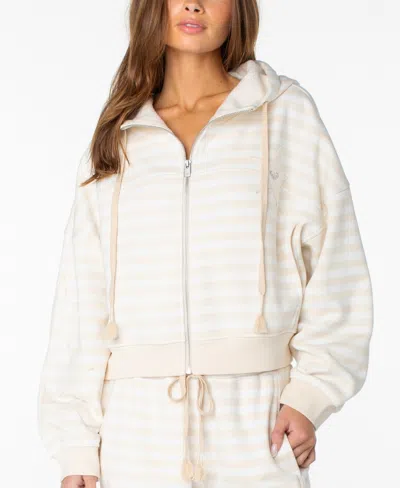 Roxy Women's Fringing Reefs Striped Full-zip Hoodie In Parchment Freebird Stripe
