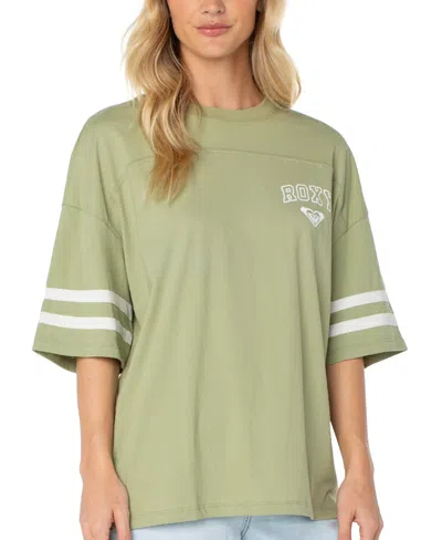 Roxy Women's Game Day Oversized Graphic T-shirt In Oil Green Classic Uni