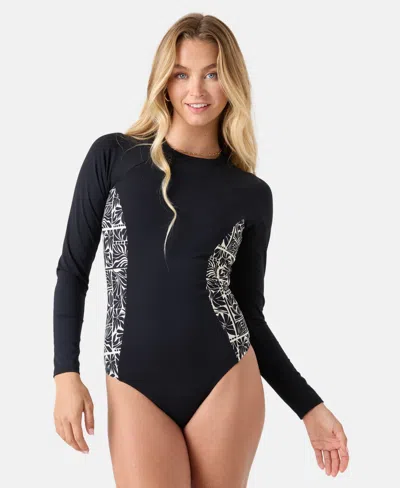 Roxy Women's Geometric Flower Printed One-piece Swimsuit In Black