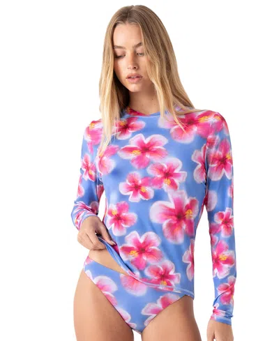 Roxy Women's Hibiscus Haze Sea Skipping Rashguard In Blue Haze