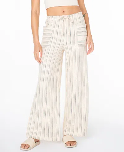 Roxy Women's High-rise Beach Breeze Slub Stripe Pants In White