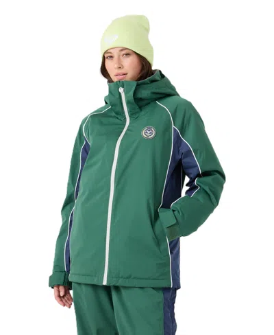 Roxy Women's Honors Waterproof Hooded Helmet-compatible Jacket In Green