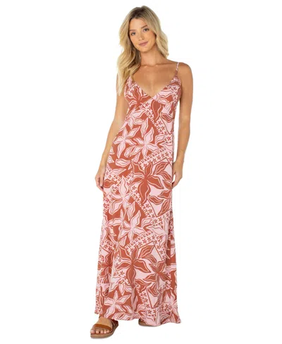 Roxy Women's Lost Paradise Floral-print Open-back Maxi Dress In Brown
