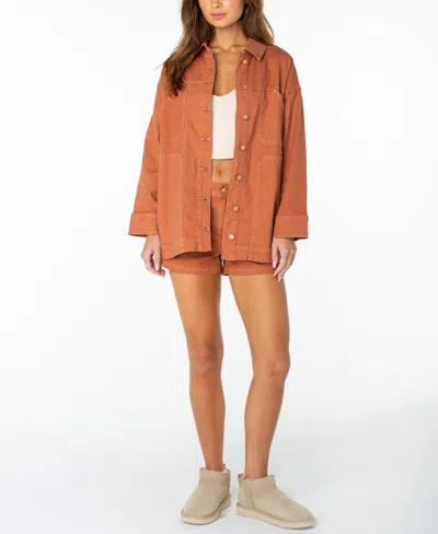 Roxy Women's Lost Treasure Oversized Vintage-inspired Shirt Jacket In Brown