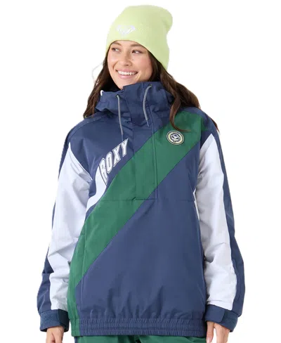 Roxy Women's Majesty Hooded Insulated Colorblock Anorak In Blue