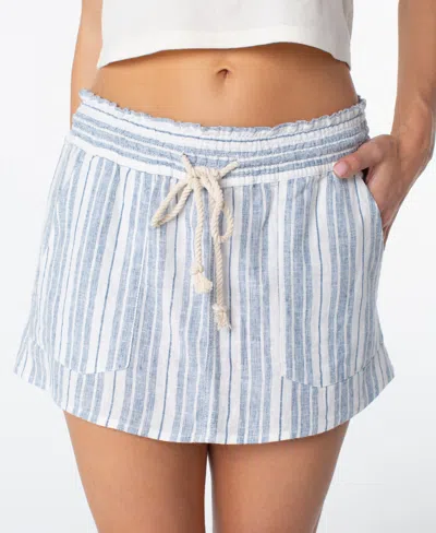 Roxy Oceanside Mini Striped Skirt In Blue