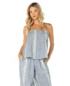 Roxy Offshore Stripe Strapless Cotton Top In Blue