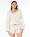 Roxy Women's Rich Coast Slub Stripe Top In Neutral