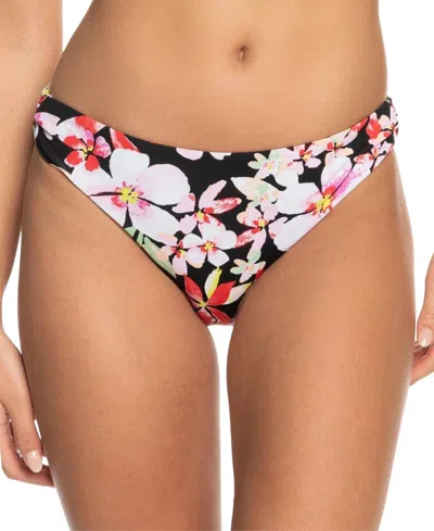 Roxy Women's  Printed Beach Classics Bikini Bottom Black Tropical Hipster Gbo532 In Multi
