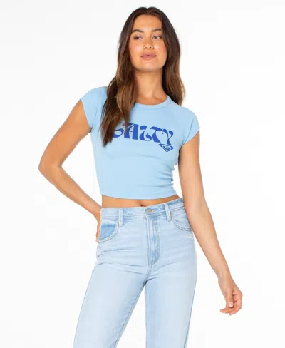 Roxy Women's Salty Feels Short-sleeve Crop Top In Blue