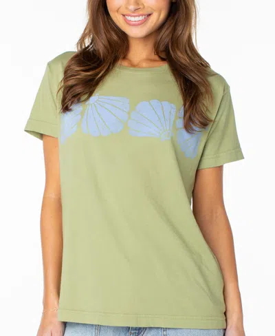 Roxy Women's Shell Band Graphic T-shirt In Oil Green Shell Band