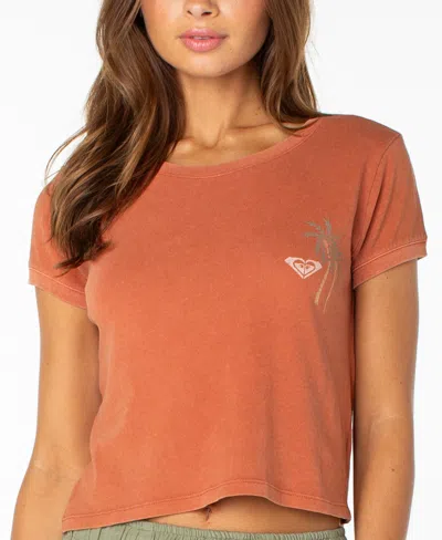 Roxy Women's Spanish Summer Graphic Crewneck Crop T-shirt In Chutney Spanish Summer