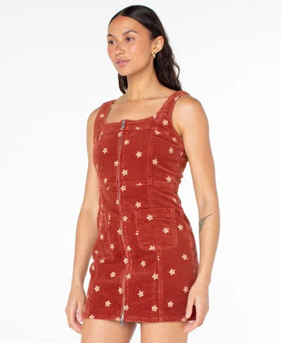 Roxy Women's Square Neck Sami Embroidered Dress In Brown