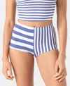 Roxy Stripe Out Short Bikini Bottoms In Blue