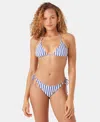 Roxy Stripe Out Reversible Tiki Triangle Bikini Top In Blue