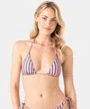 Roxy Stripe Out Reversible Tiki Triangle Bikini Top In Pink