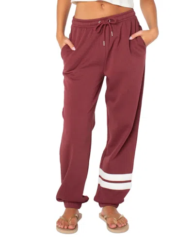 Roxy Sunset Stripe Sweatpants In Burgundy