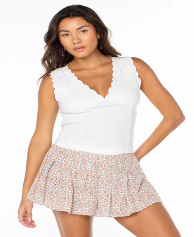 Roxy Sweet Talk Scallop Trim Cotton Tank In White