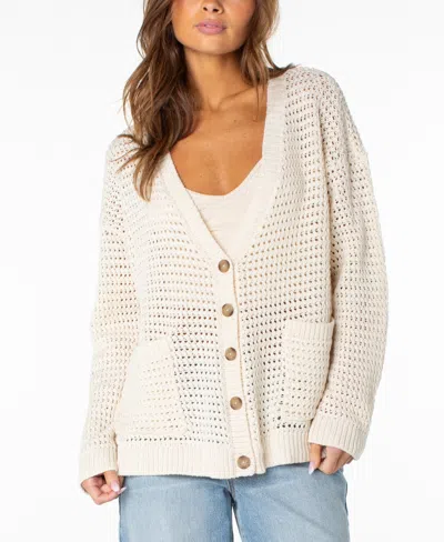 Roxy Women's Tamarindo Striped Crochet V-neck Cardigan In Dew