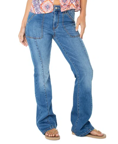 Roxy Women's Trailhead High-waisted Flare Cargo-style Jeans In Ocean Blur Denim Wash