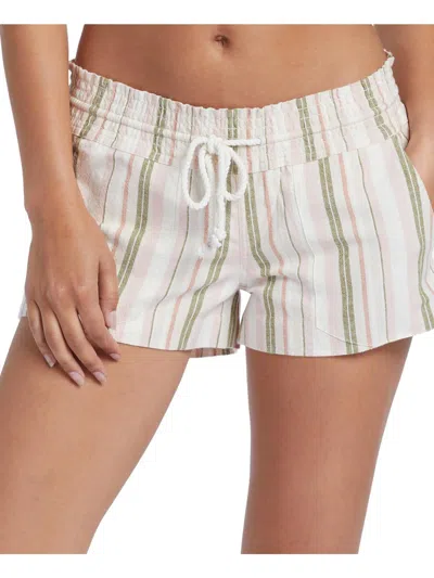 Roxy Womens Striped Cotton Casual Shorts In Neutral