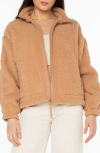 Roxy Wurlie Faux Shearling Zip Jacket In Camel