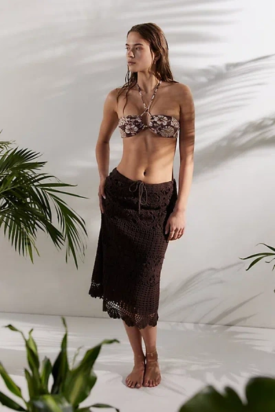 Roxy X Out From Under All About Sol Bandeau Bikini Top In Brown, Women's At Urban Outfitters In Brown