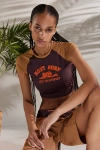 Roxy X Out From Under Drop In Cropped Rash Guard In Brown, Women's At Urban Outfitters In Brown