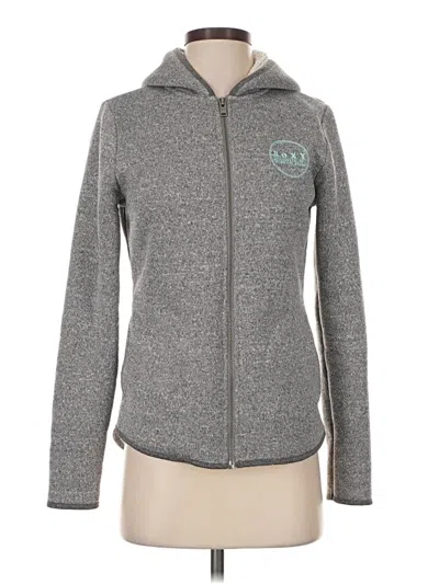 Pre-owned Roxy Zip Up Hoodie In Gray