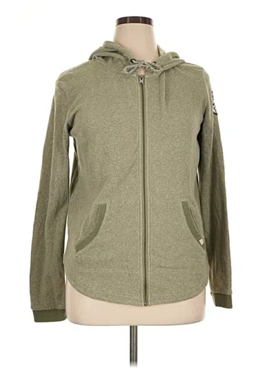 Pre-owned Roxy Zip Up Hoodie In Green