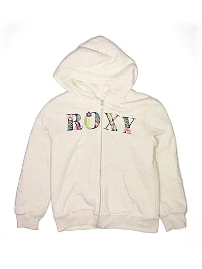 Pre-owned Roxy Kids' Zip Up Hoodie In Ivory