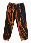 Roy G. Women's Black / Yellow / Orange Flame Tie Dye Sweatpants In Black/yellow/orange