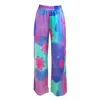 Roy G. Women's Blue / Pink / Purple Pool Watercolor Silk Pajama Pants In Blue/pink/purple